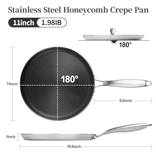 Innerwell 11 Inch Nonstick Stainless Steel Crepe Pan - Silver