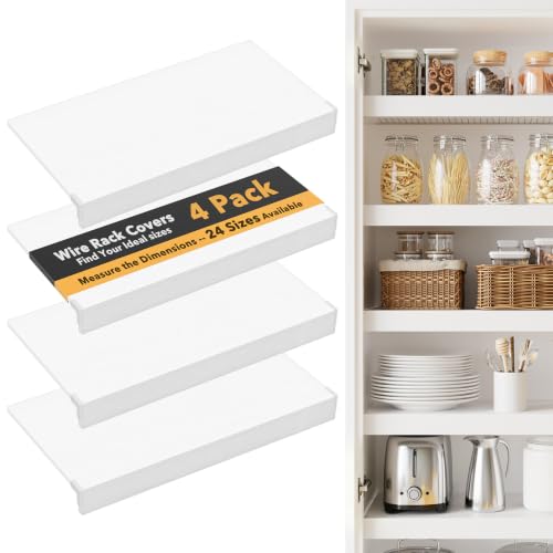 SpaceAid Wire Shelf Covers for Pantry Racks - White 24W x 16D, 4 Pieces