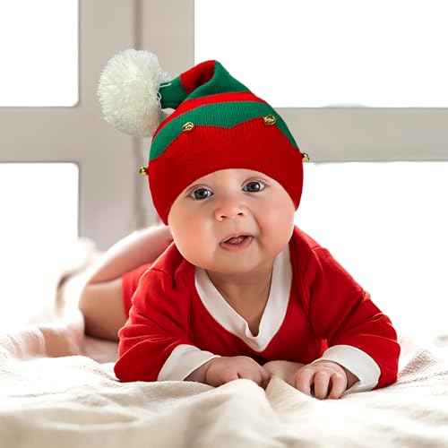 Elf Hat for Kids£¬Christmas Elf Knitted Hat Xmas Beanie Knit Cap for Children (1 to 6 Years Old)
