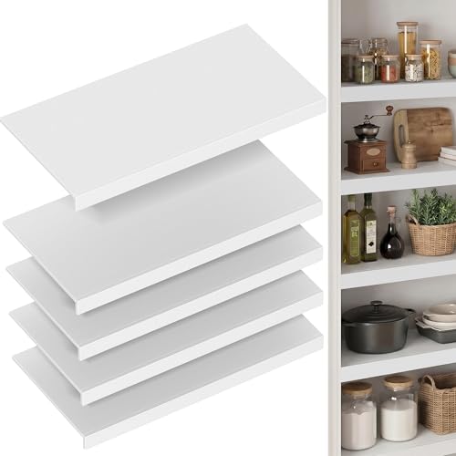 Wirshelfcova 5pcs Wire Shelf Covers for Pantry & Closet, 30" W x 12" D, White - Premium Engineered Wood