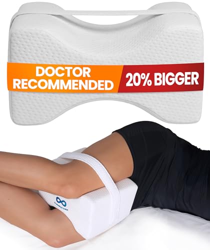 White Large Memory Foam Knee Pillow for Side Sleepers - Sciatica & Hip Support