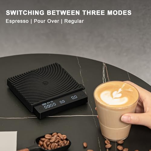 Black Mini Coffee Scale with Timer, Digital Food & Baking Kitchen Scale