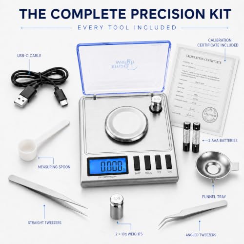 20g Capacity Milligram Scale with Accessories - Precise Gold Jewelry Gem Coin Weighing