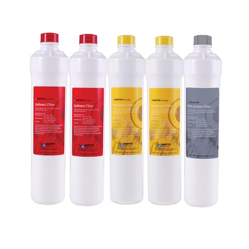 Watts Premier RO Pure Plus Annual VOC Filter Kit 5-Pack No Membrane - Easy Push Button Replacement
