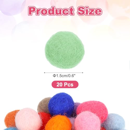 PATIKIL 20pcs 1.5cm Light Green Wool Felt Balls Beads