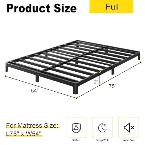 Yicensen Full Bed Frame with Low Profile Design, No Box Spring Needed, 6 Inch Mattress Support