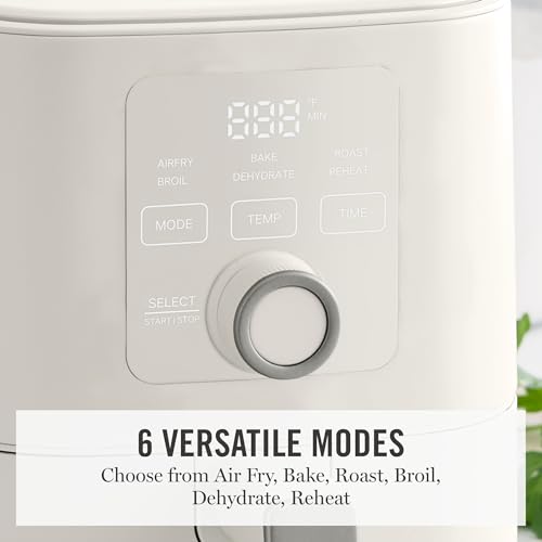 Martha Stewart 6-Quart Air Fryer with 6 Presets - Space Saving, Linen Cream