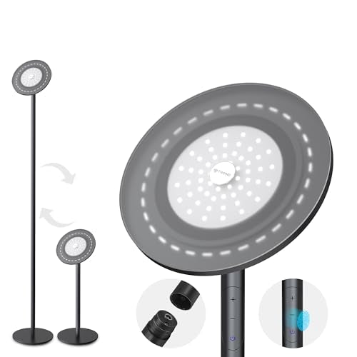 TROND Daylight Black LED Floor Lamp 71" Modern Torchiere with Dimmable Brightness