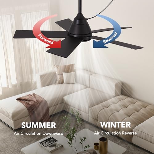 SPACORA 42 Inch Ceiling Fan with Light & Remote, Noiseless DC Motor, Indoor/Outdoor