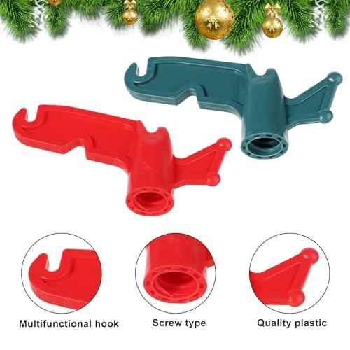 2pcs Plastic Utility Hook, Extension Pole Hanger Attachments Telescoping Pole Boat Pole Accessories Threaded Poles Screw-On Pole Adapter for Hanging Halloween Christmas Light (Green, Red)