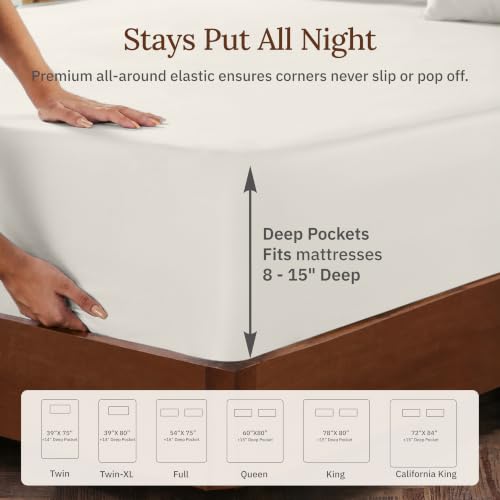 King Organic Cotton Bed Sheets - Soft Cream, 4-Piece Sateen Set
