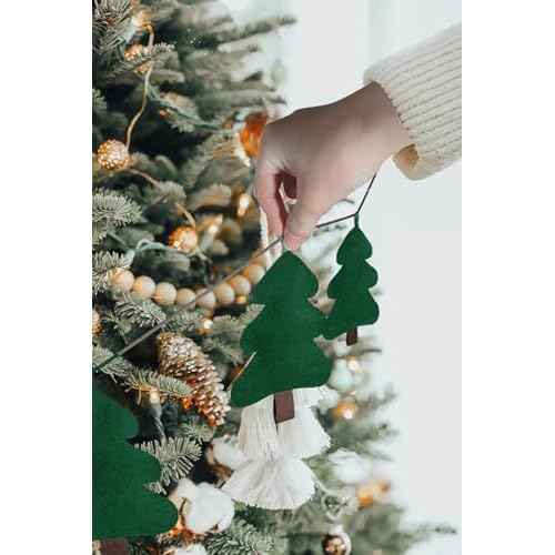 Green Christmas Tree Garland, Handmade Filling Cotton Felt Fabric Garland for Festival Christmas Home Decoration