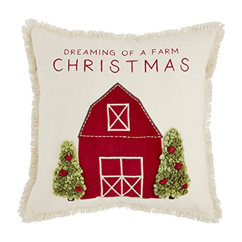 Mud Pie Christmas Appliqué Throw Pillow 18x18in, Festive Holiday Decor
