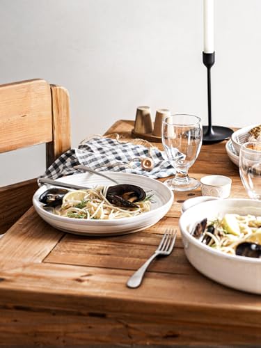 Handmade Feel Ceramic Dinnerware Set for 4 - 12 Pieces, Chip Resistant, Microwave & Dishwasher Safe, Arctic White