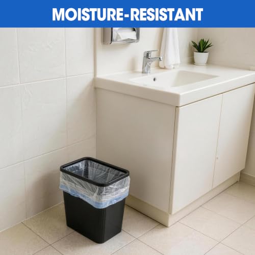 6 Pack Small Plastic Trash Cans - 3.5 Gallon Wastebaskets for Bathroom, Kitchen, Office, Black