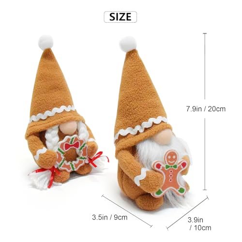 Vytina 2 Pack Christmas Gingerbread Gnome Decor - Handmade Holiday Ornaments