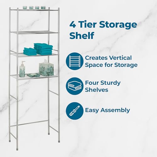 Honey-Can-Do Over-The-Toilet Bathroom Storage Shelf 4-Tier Steel Organizer