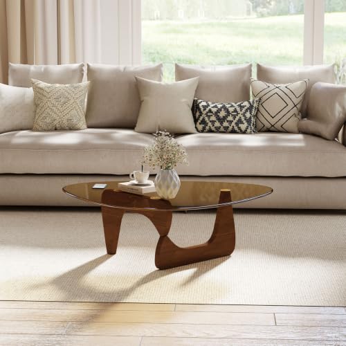 Triangle MDF Frame Coffee Table with Amber Tempered Glass Top
