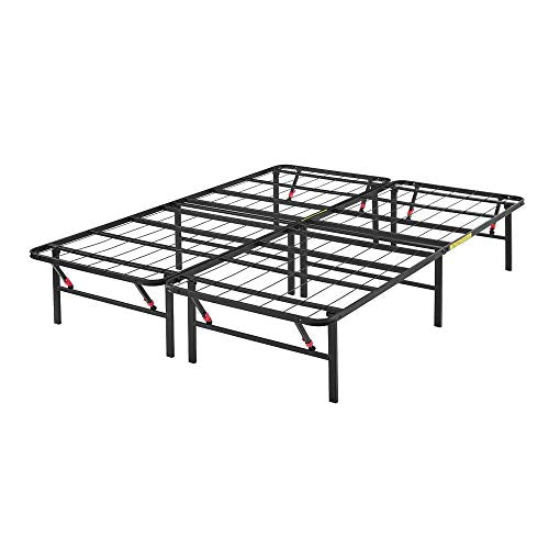 Amazon Basics Full Size Foldable Metal Bed Frame with Underbed Storage, 14 Inch, Noise-Free, Easy Assembly, Black