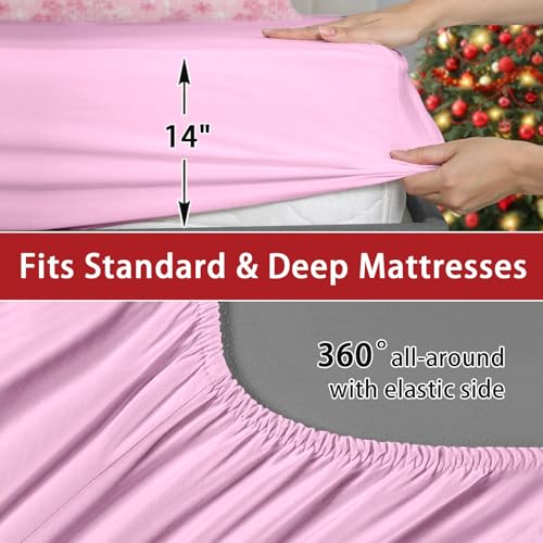 WeCozy King Pink Snowflake Comforter Set with Sheets - 7 Pieces
