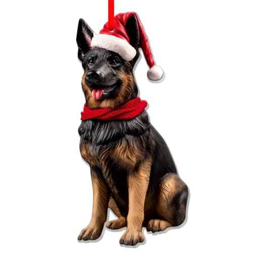 German Shepherd Christmas Ornaments - Black Tan German Shepherd Dog Ornaments for Christmas Tree Pet Decoration Gifts for Dog Mom Dad