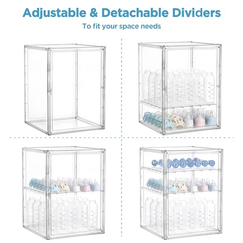 XXLarge 3-Tier Baby Bottle Storage Organizer with Magnetic Door - Clear Acrylic