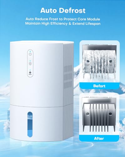 Small Dehumidifier with 35oz Tank - Quiet 25dB for Bedroom, Bathroom, Closet - Erizolt