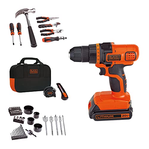 20V Cordless Drill Kit with 68-Piece Tool Set and Storage Bag - Home Projects