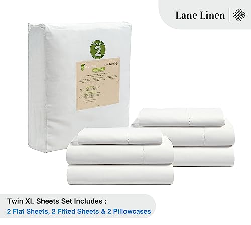 Twin XL Organic Cotton Sheet Set - White, 6 Pieces, Percale, Deep Pockets - Variation of THIS listing