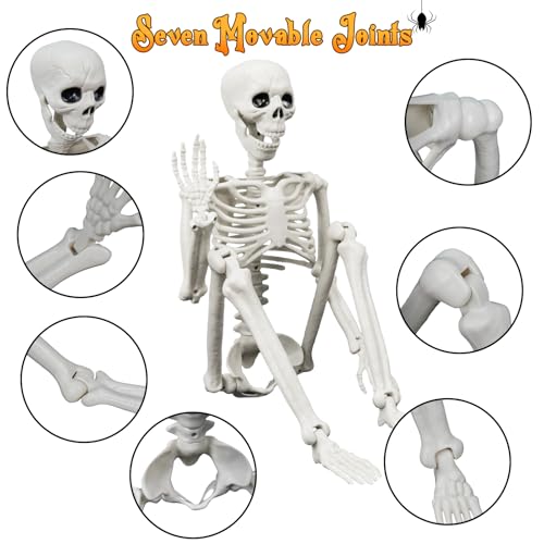 White Human Skeleton & Dog Halloween Decorations Outdoor Indoor - Posable & Weather-Resistant