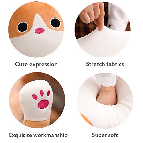 Long Cat Plush Pillow - Cute Kitten Stuffed Animal Body Hugging Toy for Kids, 19.68 Inch (Brown)