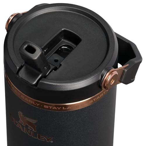 Messi Black 30 oz Insulated Flip Straw Tumbler with Handle - Leakproof Water Bottle