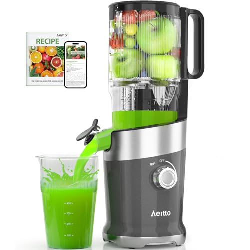 Aeitto Cold Press Juicer with Large Feed Chute - Pearl Grey, Medium