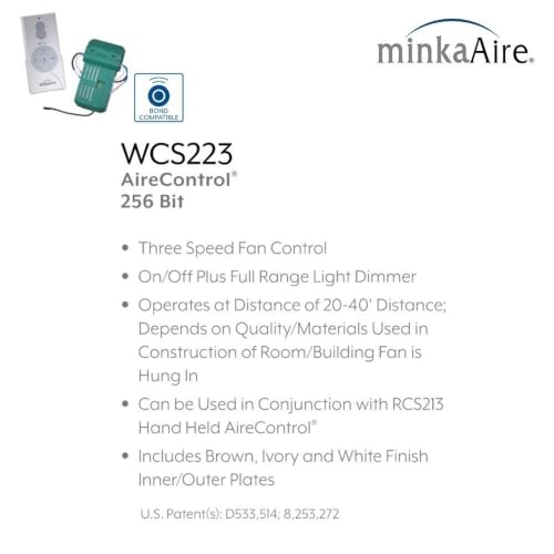 Minka-Aire Wall Control System - White, 3-Speed Fan & Light Dimmer