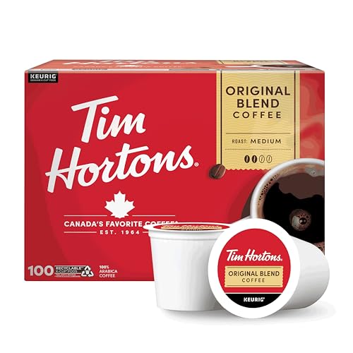 Tim Hortons Original Blend Medium Roast Coffee K-Cup Pods 100ct Compatible with Keurig
