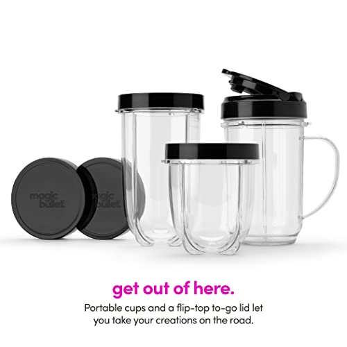 Magic Bullet 11-Piece Personal Blender for Shakes & Smoothies - Silver, 22oz, 250W, Model MBR-1101