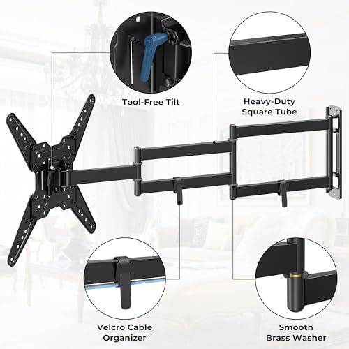 BONTEC Long Arm TV Wall Mount for 26–65 Inch Screens - Full Motion & 37.4" Extension