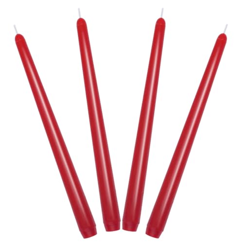 BERYSCEN Red Unscented Taper Candles 10 Inches - Pack of 4 for Christmas & Home Decor