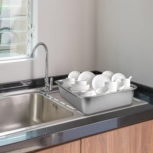 4 Pack 32L Stainless Steel Commercial Bus Tubs - Heavy Duty Food & Dishwashing
