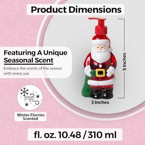 Simple Pleasures Santa Claus Holiday Soap Dispenser with Scented Liquid Soap - Decorative Hand Pump Refillable Soap Dispensers for Kitchen and Bathroom Sinks