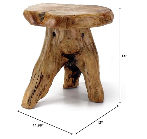 Natural Cedar Stump Side Table - Live Edge Mushroom Stool, 14 Inch