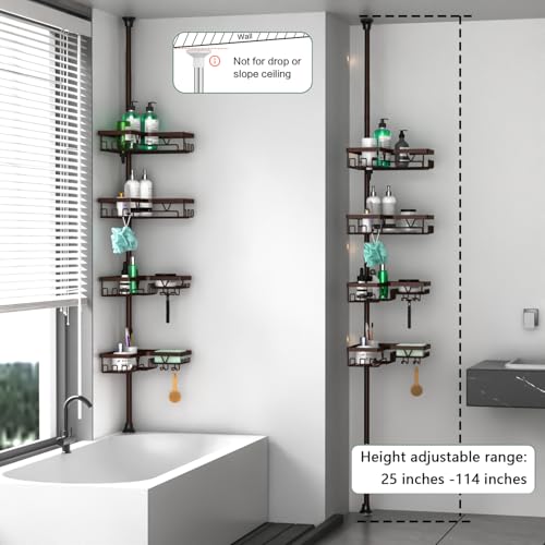 DAOYA Bronze Corner Shower Caddy Tension Pole Organizer - Rustproof Bathroom Storage
