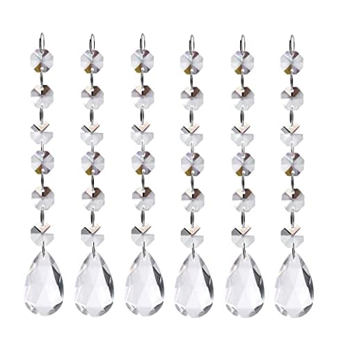 WAZHRMGHG 30PCS Clear Acrylic Crystal Ornament Beads Garland Chandelier Hanging Crystals for Wedding Party Celebration Christmas Tree Decor (30, 6 Octagonal Beads+1 Pendant)