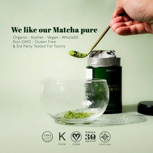 Organic Matcha Powder - Ceremonial Grade 100g Tin - USDA Organic, Vegan, Kosher