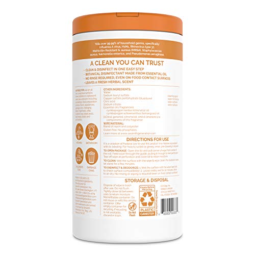 Disinfectant Wipes Lemongrass Citrus 70 Count Pack of 6 - Kills 99.99% Germs