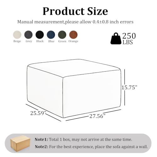 Black Boneless Ottoman Cloud Foot Rest - Modular Sectional Couch Ottoman