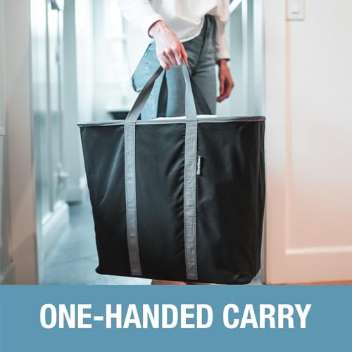 CleverMade Collapsible Laundry Caddy 2-Pack Denim Gray - Portable Laundry Basket & Organizer