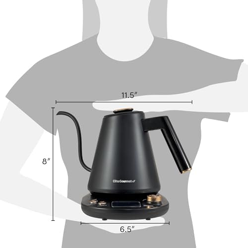 Copper Finish Elite Gourmet 1L Digital Gooseneck Electric Kettle - Cordless & Fast Heating