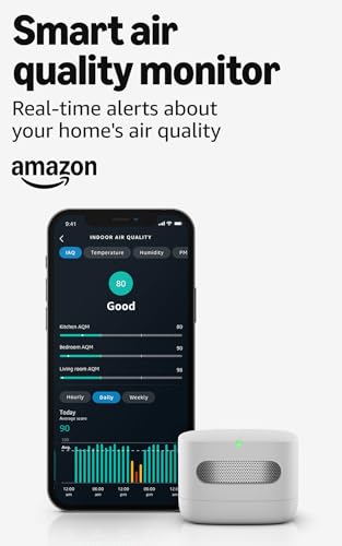 Smart Air Quality Monitor 1-Pack - Detects Temperature, Humidity, CO, PM2.5 & VOCs with Alexa Compatibility