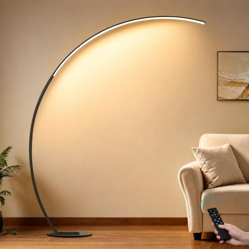 Dimmable LED Floor Lamp with Remote - Matte Black 67" Ultra-Wide Coverage, 3 Color Temps